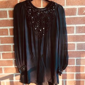 French Connection Navy Beaded Cocktail Dress